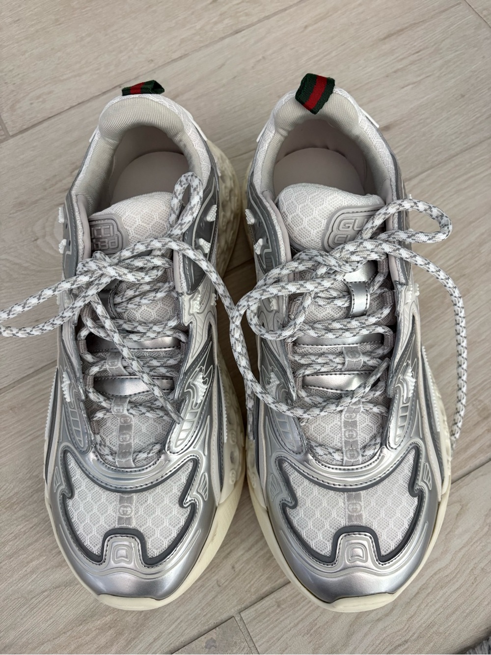 Gucci Silver White Chunky Sneakers - Picture 5 of 9